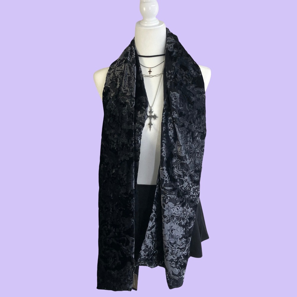 NWT Vintage Y2K Jones New York Silk Blend Burnout Velvet Scarf Whimsigoth Goth